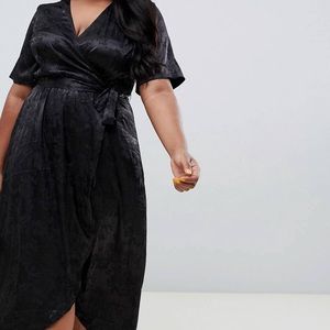 New Look Curve Jacquard Black Dress Size 14